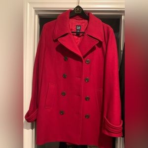 Gap red pea coat size XL gently worn.
